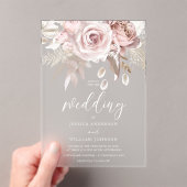 Invitations En Acrylique Beautiful Blush & Dusty Rose Frosted Wedding (In situ (ordinateur de poche))
