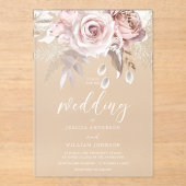Invitations En Acrylique Beautiful Blush & Dusty Rose Frosted Wedding (Recto)