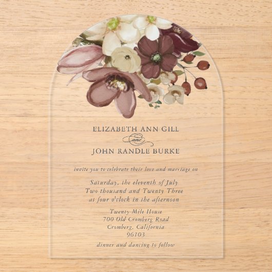 Invitations En Acrylique Beautiful boho rose & neutral wedding  (Recto)