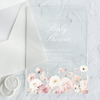 Invitations En Acrylique Beautiful Elegant Floral Baby Shower
