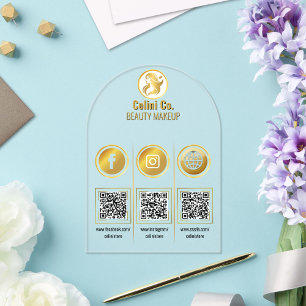 Invitations En Acrylique Beauty QR Code Social Media Sign - Multi-Plateform