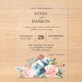 Invitations En Acrylique Bébé bleu et rose pâle Mariage (Recto)