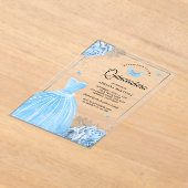 Invitations En Acrylique Bébé Bleu Floral Papillon Argent Quinceanera (Poser)