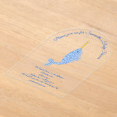 Invitations En Acrylique Bébé bleu mignon garçon Narwhal Baby shower person (Poser)