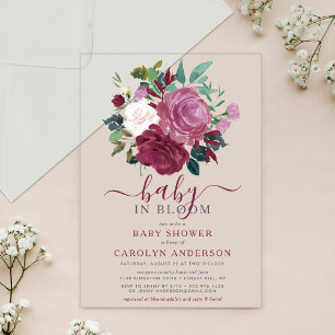Invitations En Acrylique Bébé En Fleur Baby shower Floral