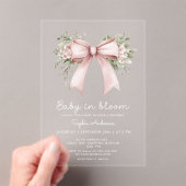 Invitations En Acrylique Bébé En Fleur Coquette Baby shower Bow Rose (In situ (ordinateur de poche))