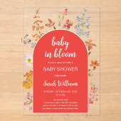 Invitations En Acrylique Bébé en Fleur fille Douche Fleur sauvage Arc rouge (Recto)