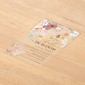 Invitations En Acrylique Bébé en Fleur Rose & Rouge Fleur sauvage Douche (Poser)