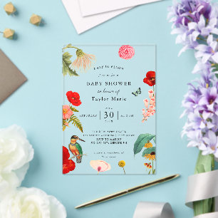 Invitations En Acrylique Bébé en fleurs   Baby shower Fleur sauvage de prin