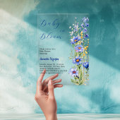 Invitations En Acrylique Bébé en fleurs bleu fleuri garçon Baby shower clai