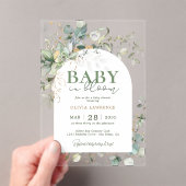 Invitations En Acrylique Bébé en fleurs Eucalyptus botanique (In situ (ordinateur de poche))