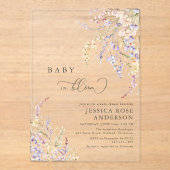 Invitations En Acrylique Bébé fleur sauvage dans le Baby shower en fleurs (Recto)