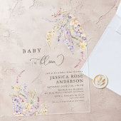 Invitations En Acrylique Bébé fleur sauvage En Fleur Baby shower Arc
