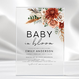 Invitations En Acrylique Bébé Fleur Sauvage en Fleur Fête Prénatale d'Autom
