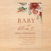 Invitations En Acrylique Bébé fleur sauvage en fleurs Baby shower d'automne (Recto)