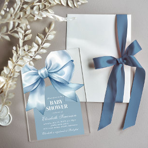 Invitations En Acrylique Bébé garçon au ruban bleu Élégante fête de naissan