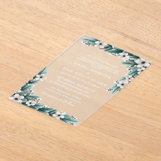Invitations En Acrylique Bébé haleine Turquoise verdure Mariage traditionne (Poser)