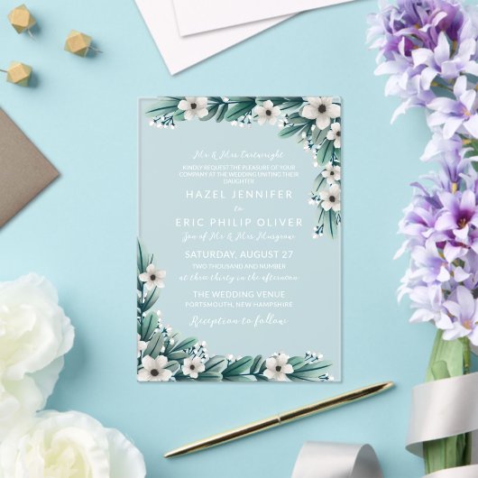 Invitations En Acrylique Bébé haleine Turquoise verdure Mariage traditionne (Insitu (Mariage))