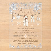 Invitations En Acrylique Bébé Il fait froid Baby shower de vêtements extéri (Recto)