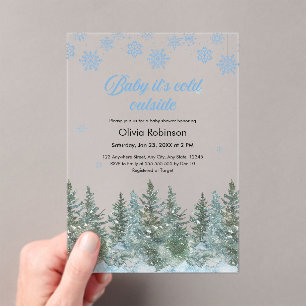 Invitations En Acrylique Bébé il fait froid dehors Baby Shower d'hiver