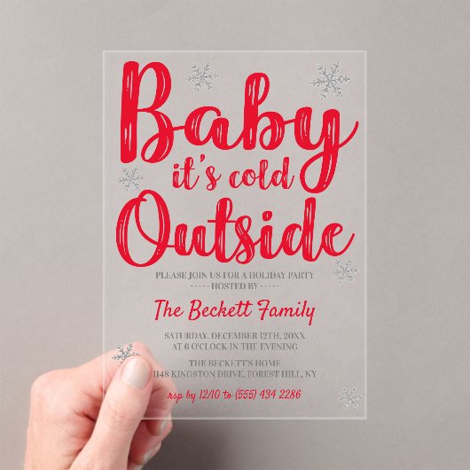 Invitations En Acrylique Bébé Il fait froid dehors | Fête de Noël (In situ (ordinateur de poche))