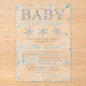 Invitations En Acrylique Bébé Il fait froid dehors garçons Baby shower d'hi (Recto)
