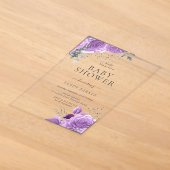 Invitations En Acrylique Bébé Lavande Violet & Argent Shower (Poser)