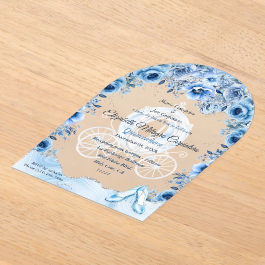 Invitations En Acrylique Bébé Magique Bleu Cendrillon Quinceañera (Poser)