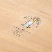 Invitations En Acrylique Bébé mignon éléphant garçon Flore Baby shower à ne (Poser)