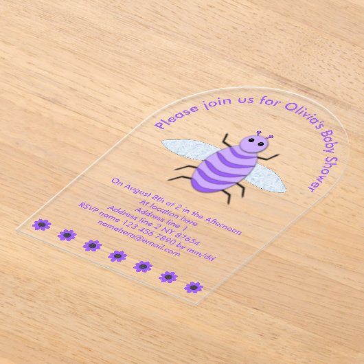 Invitations En Acrylique Bébé mou Bee Bee Genre Neutre Personnalisé (Poser)
