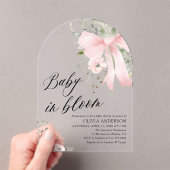 Invitations En Acrylique Bébé rose en fleur Baby shower floral Arch (In situ (ordinateur de poche))