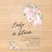 Invitations En Acrylique Bébé rose en fleur Baby shower floral Arch (Recto)