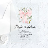 Invitations En Acrylique Bébé rose en fleur Baby shower floral fille