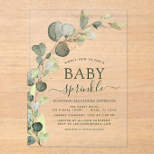 Invitations En Acrylique Bébé Sprinkle Douche Verdure Eucalyptus Succulent (Recto)