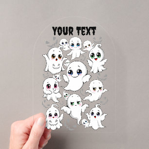 Invitations En Acrylique Bébés Fantômes Humeur d'Halloween Mignonne et Effr