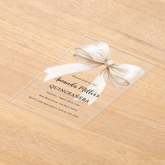 Invitations En Acrylique Beige crème arc clair Quinceanera luxe (Poser)