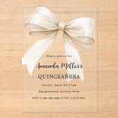 Invitations En Acrylique Beige crème arc clair Quinceanera luxe (Recto)