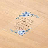 Invitations En Acrylique belle aquarelle bleu foncé mariage (Poser)