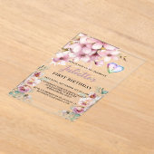 Invitations En Acrylique Belle Aquarelle rose Fleurs Premier Anniversaire (Poser)
