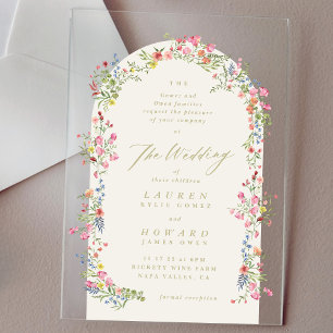 Invitations En Acrylique Belle ARCH florale de mariage de printemps ÉPAIS P