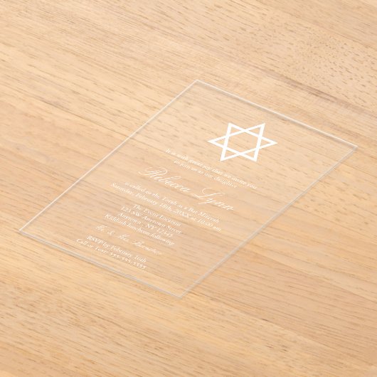 Invitations En Acrylique Belle Bar Mitzvah (Poser)