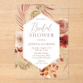 Invitations En Acrylique Belle Fête des mariées botanique florale Boho (Recto)