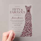 Invitations En Acrylique Belle robe Bourgogne Élégante 50e anniversaire (In situ (ordinateur de poche))