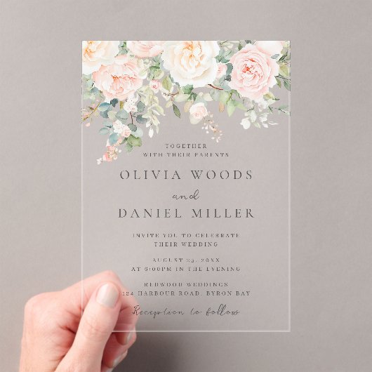Invitations En Acrylique Belles Fleurs de Flush Mariage de printemps (In situ (ordinateur de poche))