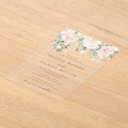 Invitations En Acrylique Belles Fleurs de Flush Mariage de printemps (Poser)