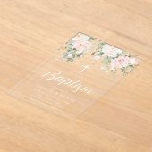 Invitations En Acrylique Belles Fleurs Rouges Bébé Filles Baptême (Poser)