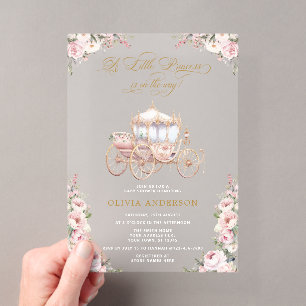 Invitations En Acrylique Berceau de petite princesse Fleurs roses Baby Show