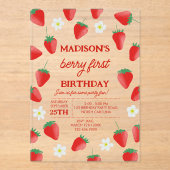 Invitations En Acrylique Berry 1er Anniversaire Fraise Turner One (Recto)