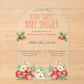 Invitations En Acrylique Berry Sweet Baby shower fraises (Recto)