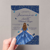 Invitations En Acrylique Beurre bleu Quinceañera Gown étoile (In situ (ordinateur de poche))